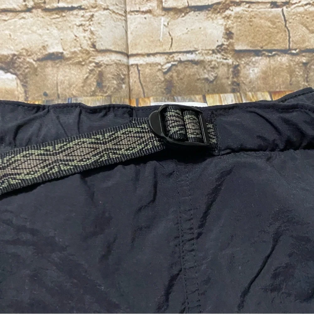 Columbia Black Nylon Belted Brief Lined Outdoor Swim Short